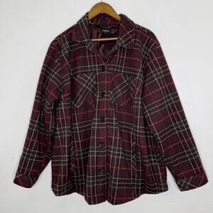 Torrid Jacket Womens 1 1X Burgundy Plaid Flannel Button Front Lined Shacket
